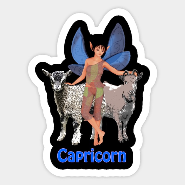 Capricorn woman girl fairy faerie elf goat zodiac horoscope Sticker by Fantasyart123